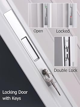 Multifold Accordion Doors Interior, Folding Sliding Door for Doorway, Bathroom Shower And Room Divider, Grey Door Frame and Aluminum Panel, Large 24 26 28 30 32 34 36 40 42 48 50 60 Inch(24x40in(61x10