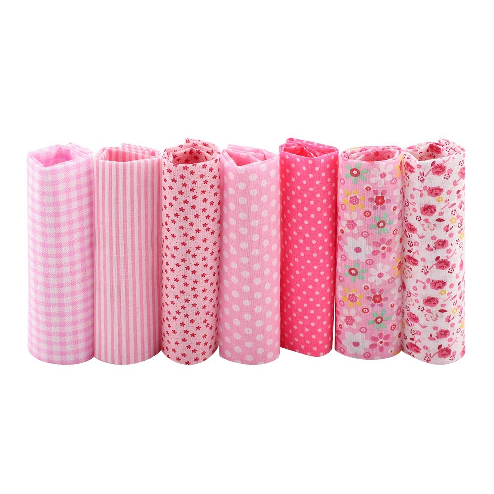 TOPINCN Cotton Craft Fabric Bundle Quilting Sewing DIY Assorted Pre-Cut Fabric Square Sheets for Craft Patchwork 7Pcs of 9.8"(25 * 25Cm)