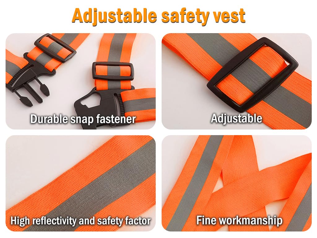 Gilet Catarifrangente ad Alta Visibilità 4 Pezzi con Braccialetti Riflettenti e Borsa, per Corsa Ciclismo