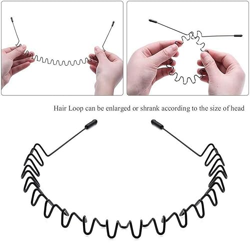 Miniatura 6 de 6 diademas de metal onduladas banda para el cabello de primavera bandas deportivas de moda unisex color negro elástico antideslizante accesorios