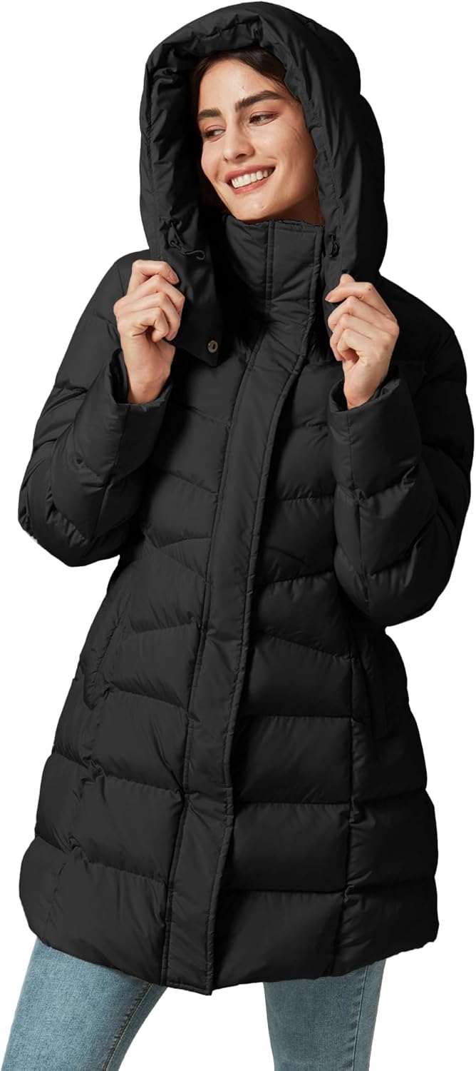 Women's Winter Warm Long Puffer Jacket Detachable Hood Quilted Thicken Coats - Image 4