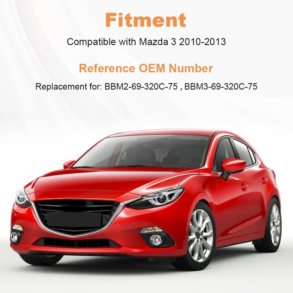 Left Driver and Right Passenger Side Sun Visor with Vanity Mirror Compatible with Mazda 3 2010 2011 2012 2013 Gray Sunvisor Replacement for BBM2-69-320C-75 BBM3-69-320C-75 1 Pair