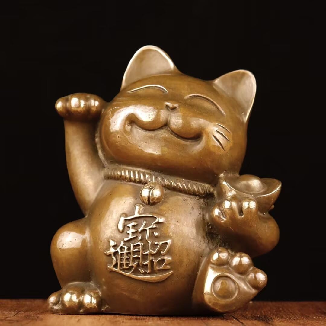 Dytartzx Pure copper Lucky Cat statue Lucky Cat Home shop checkout decor Wealth and good luck