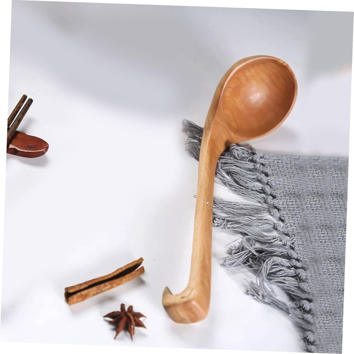 Wooden Soup Spoon with Long Handle Large Capacity Serving Ladle