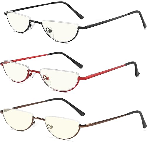 Miniatura 6 de touk Lentes de lectura de medio marco, filtro UV de luz azul, lente de media luna, semiluna, lectores de bisagra de resorte con funda para mujer