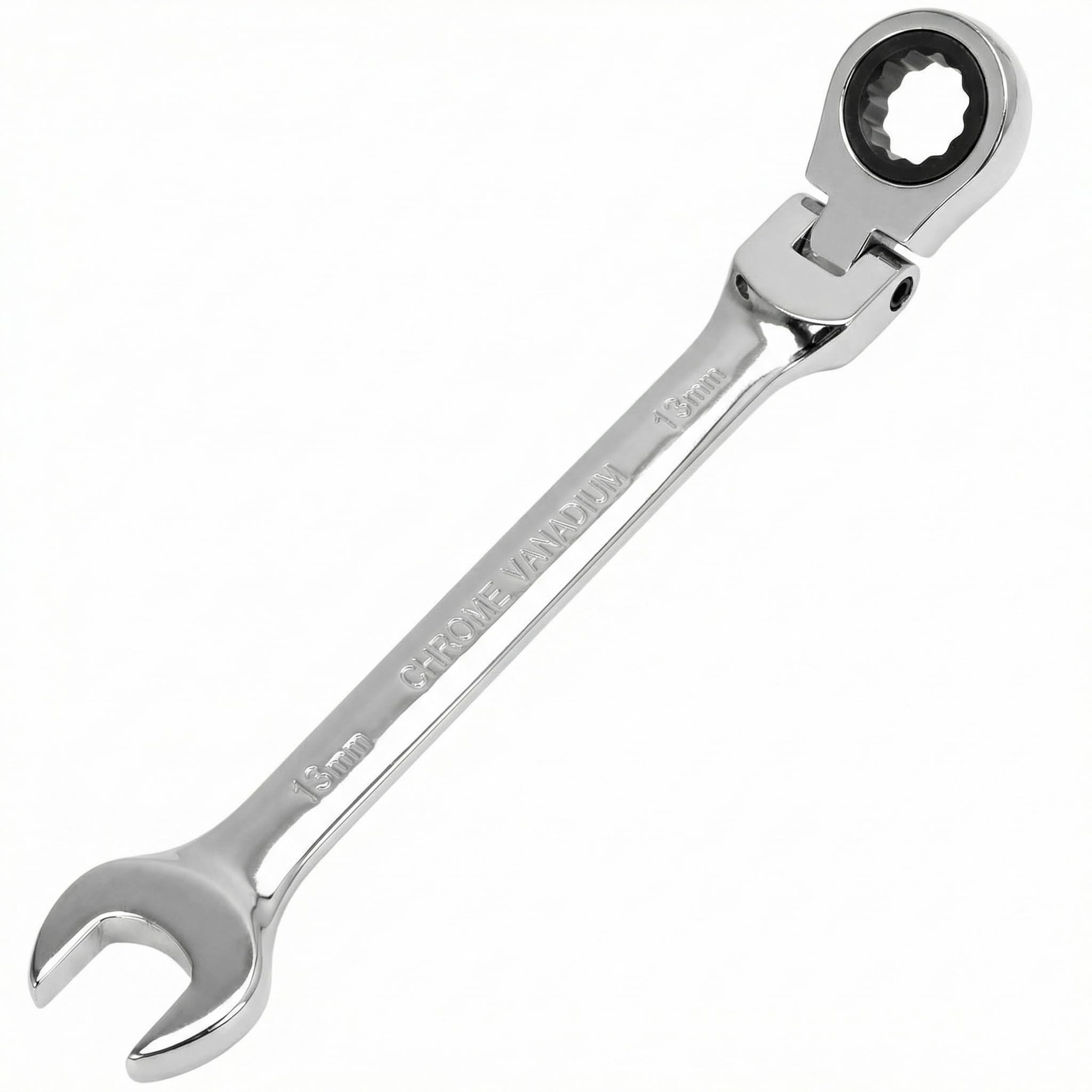 QWORK® 13mm Ratchet Spanner, Adjustbale-Head Ratchet Spanner, Chrome Vanadium Steel Wrench