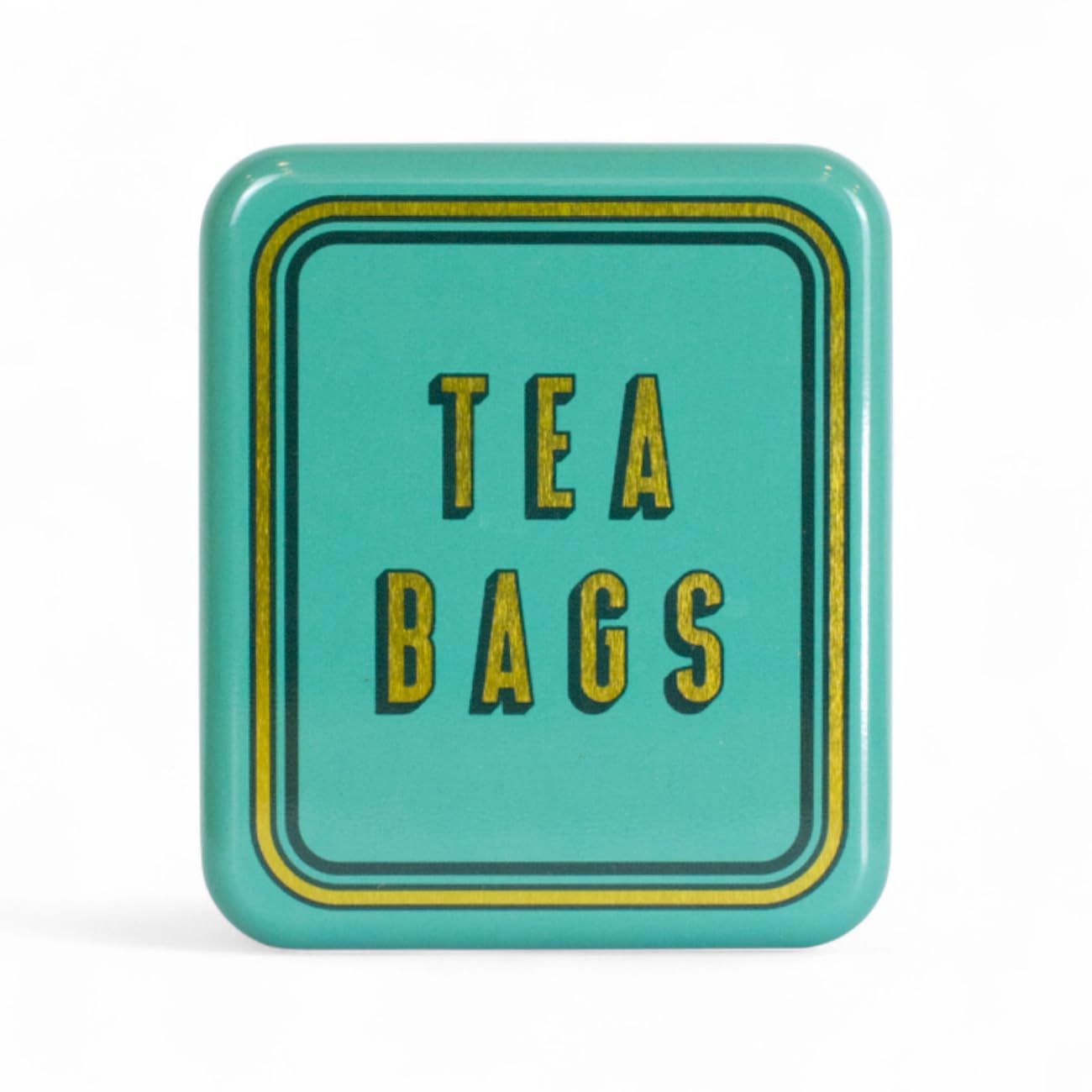 TINIT Tea Bag Travel Tin 'Tea Bags' - Portable Metal Tea Bag Storage Box Teabags, Pocket-Sized Container Commuting Gifts Tea Lovers Coffee (Gold on Teal)