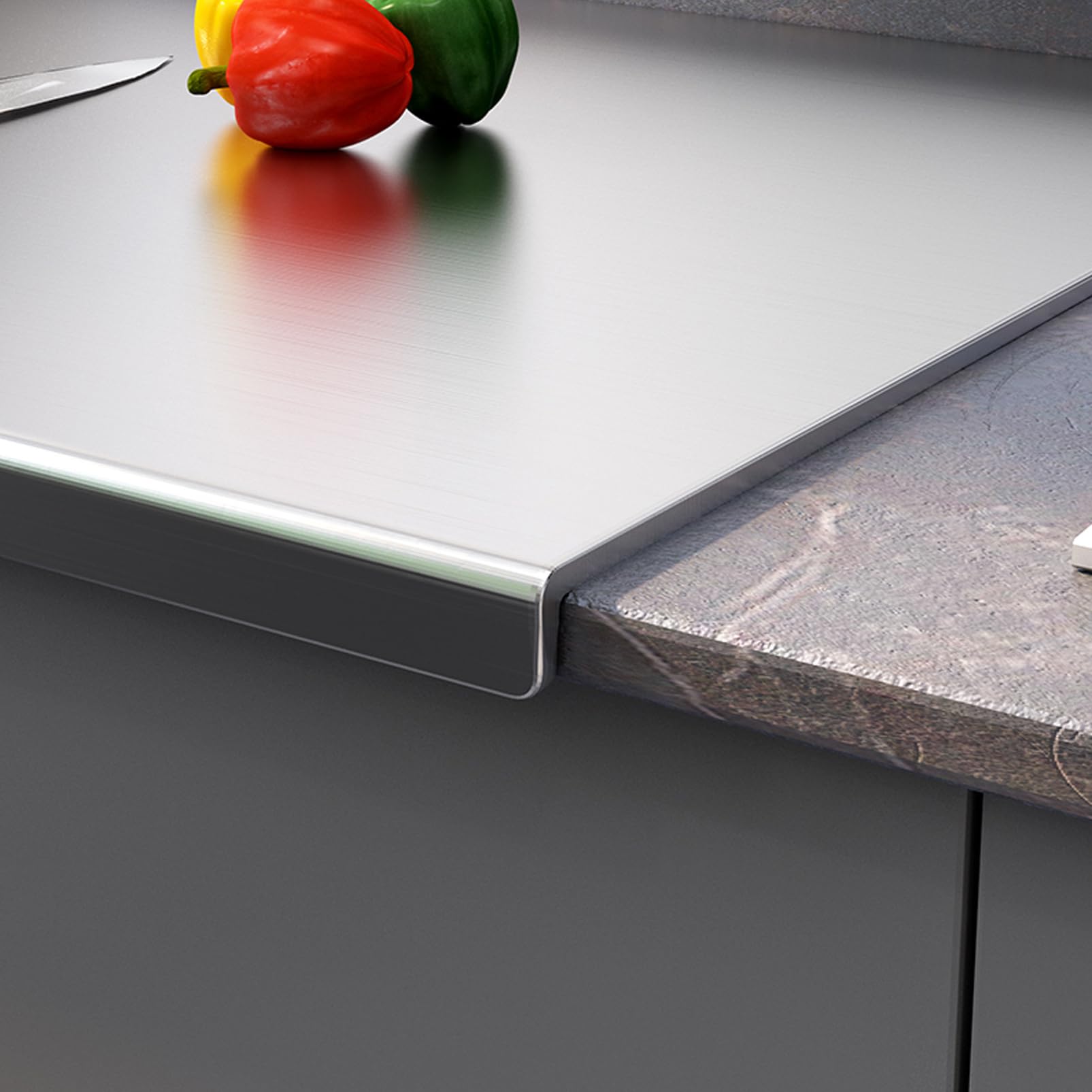 Tabla de Cortar de Acero Inoxidable 304 Extra Grande - Tabla de Masa Fácil de Limpiar Para Amasar, Placa de Cocina Plegable de 2 cm (58 x 60 cm)