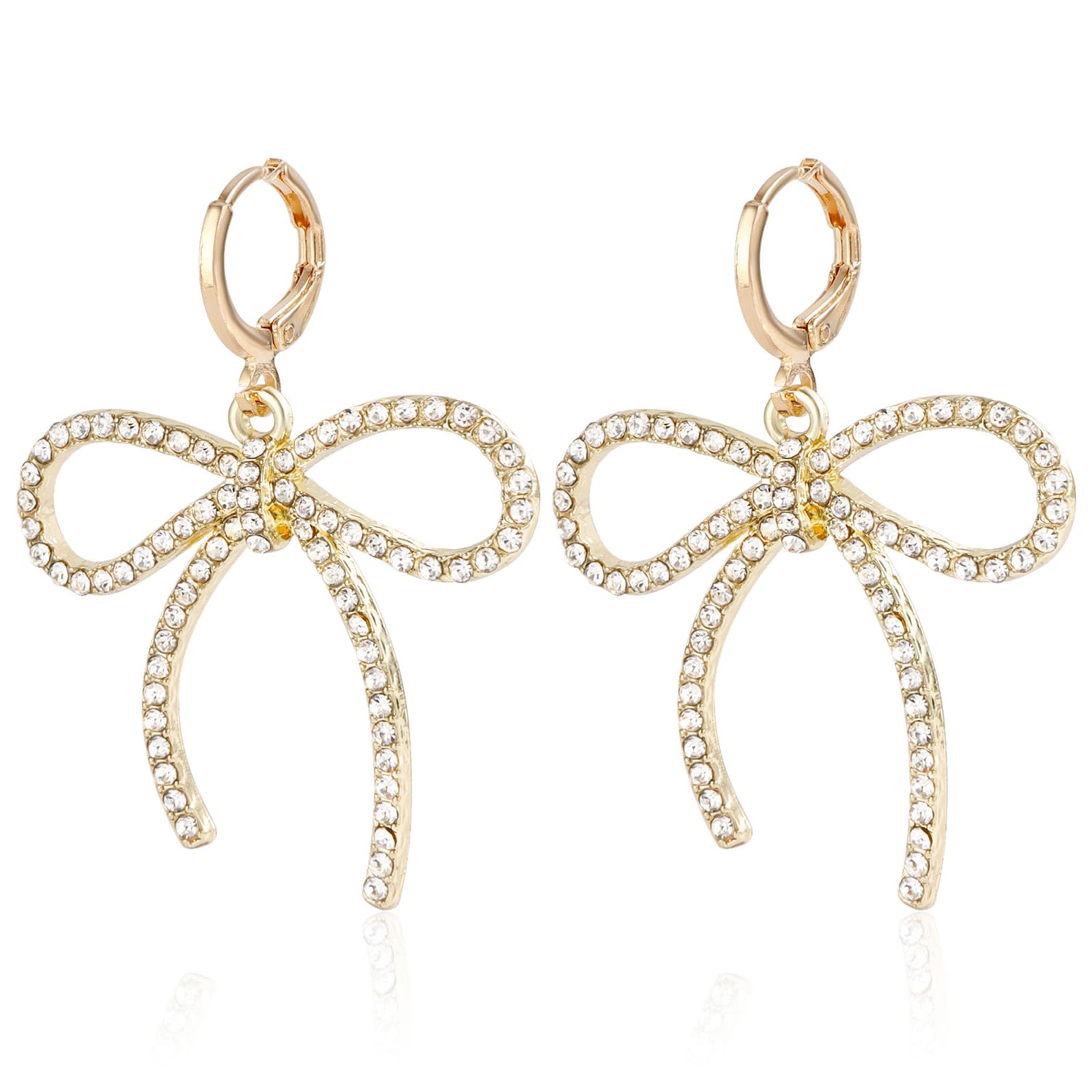 Bow Earrings for Women Sparkly Rhinestone Bow Stud Earrings Jewelry