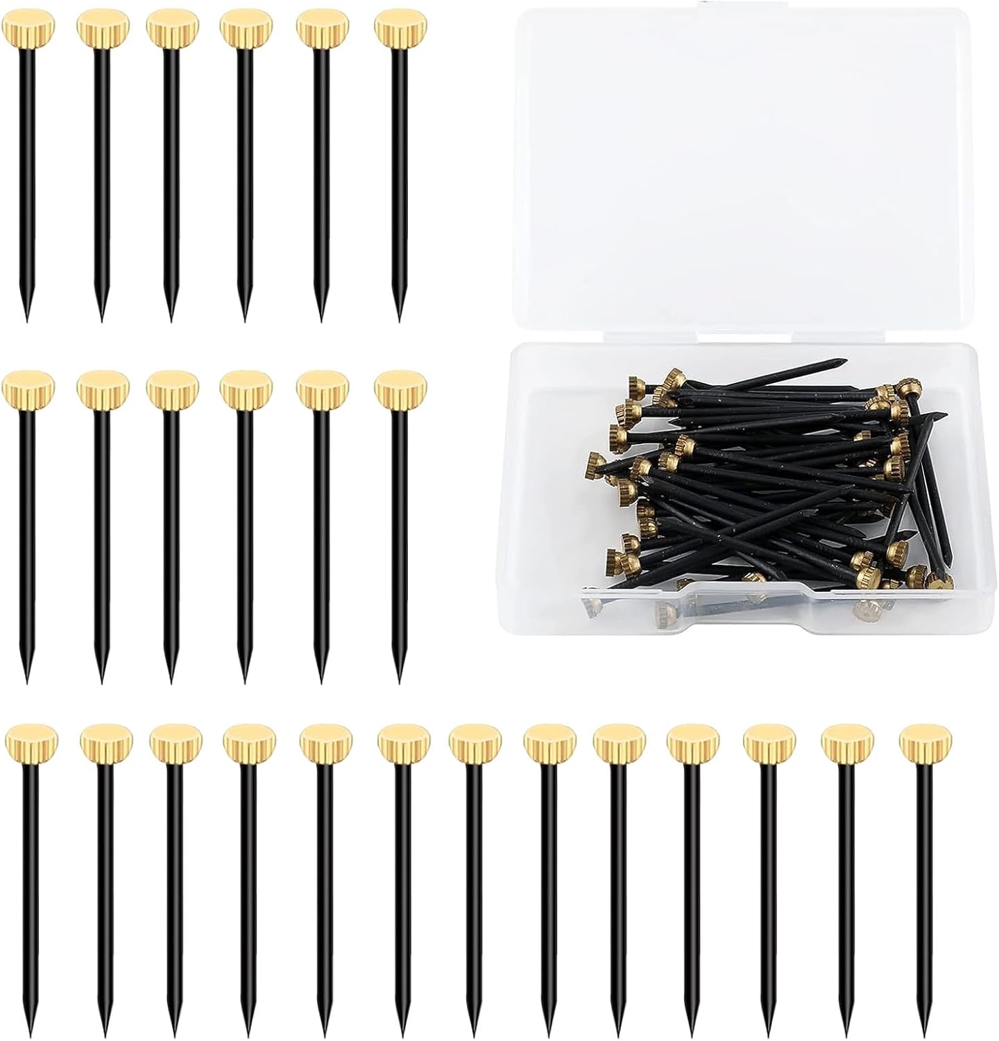 50 Pieces Metal Head Hanging Pins Nail with Plastic Storage Box,Plaster