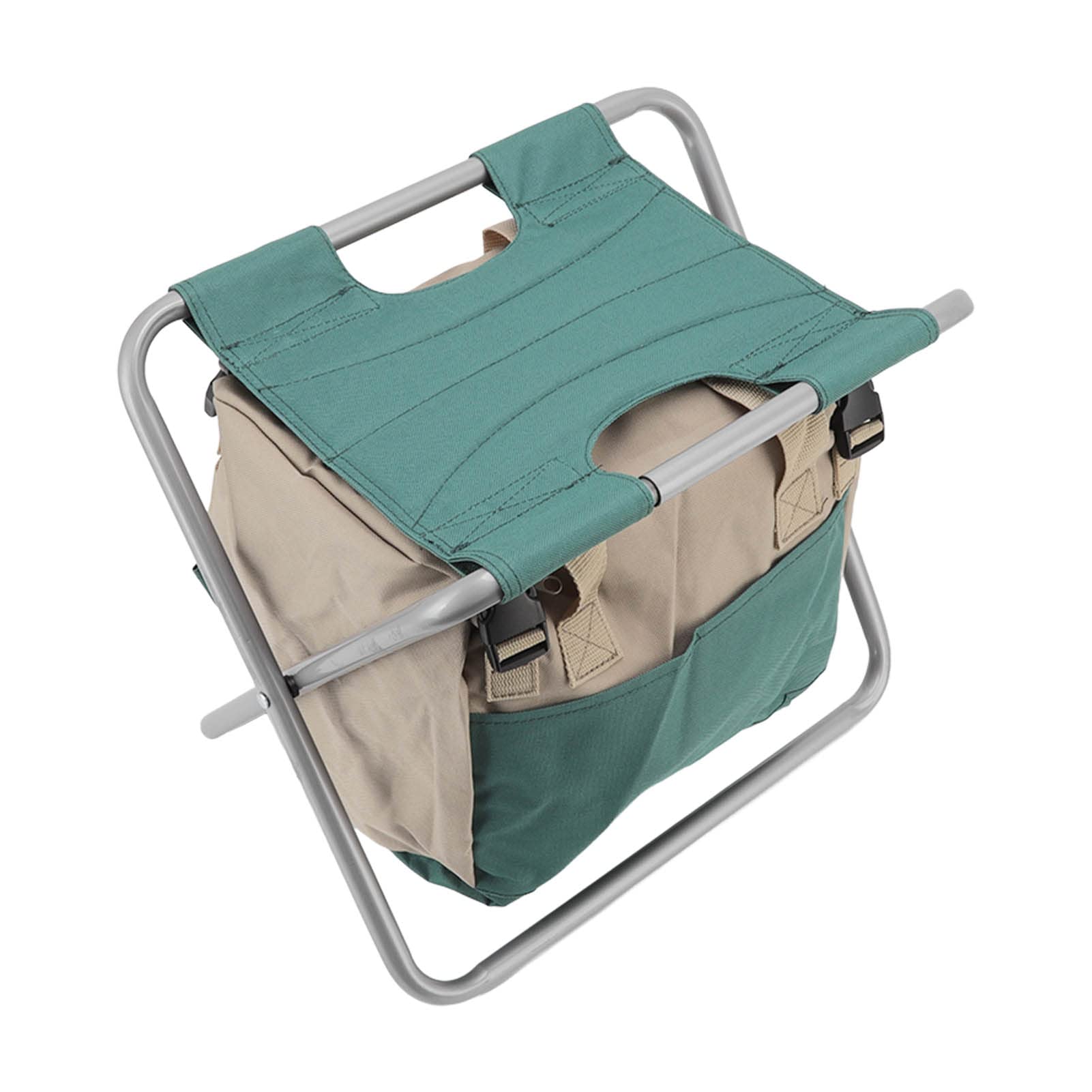 Aramox Tabouret Pliant de Jardin, Chaise Pliante d'extérieur en Tissu Oxford 600D avec Sac de Rangement pour Outils Amovible, Siège Portable d'une capacité de 100 Kg pour Le Jardinage, la Pêche, Le