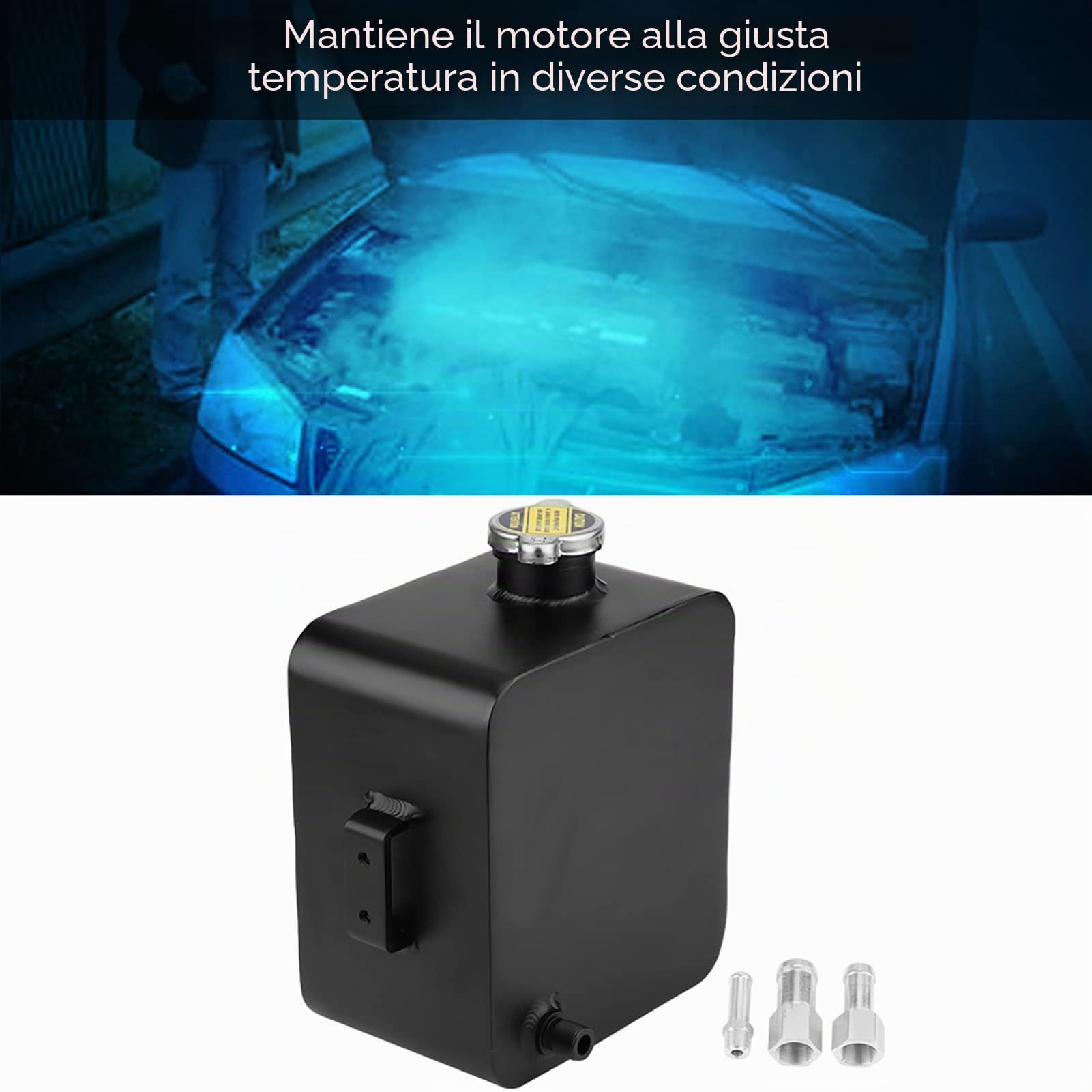Serbatoio Dell'acqua per Serbatoio di Recupero Traboccamento di Espansione del Refrigerante in Alluminio da 2,5 Litri Universale-vaschetta radiatore