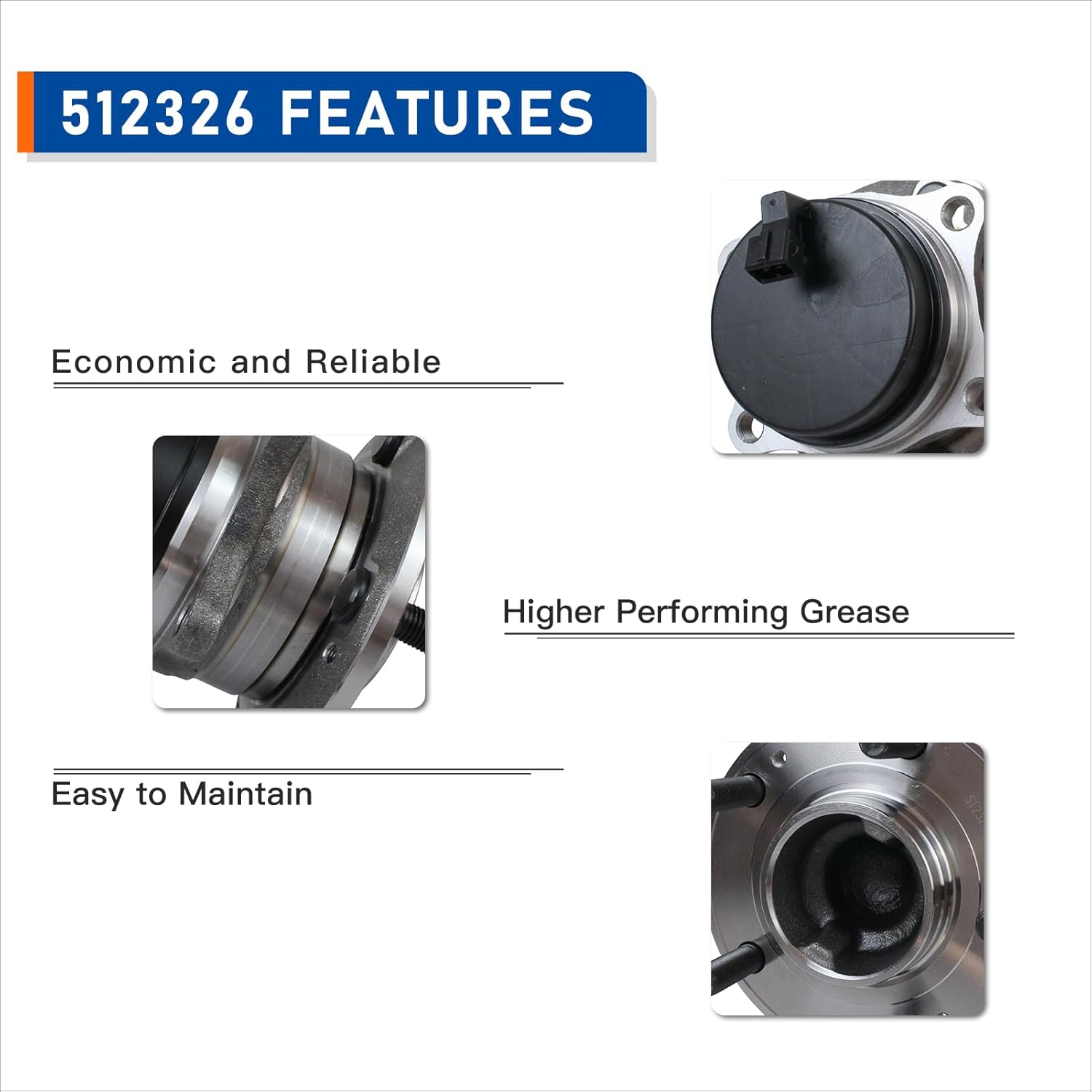 PAROD Pair 512326 FWD Rear Wheel Hub and Bearing Assembly Compatible with 2007-2018 Hyundai Santa FE, 2007-2012 Hyundai Veracruz, 2011-2015 Kia Sorento 5Lugs W/Encoder ABS - Image 5