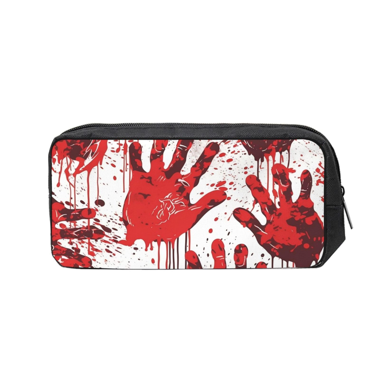 FodPand Bloody Handprints Pencil Case Large Capacity Pencil Pouch With Zippers Portable Waterproof Pencil Bag Makeup Pouch Cosmetic Bag For Women Men