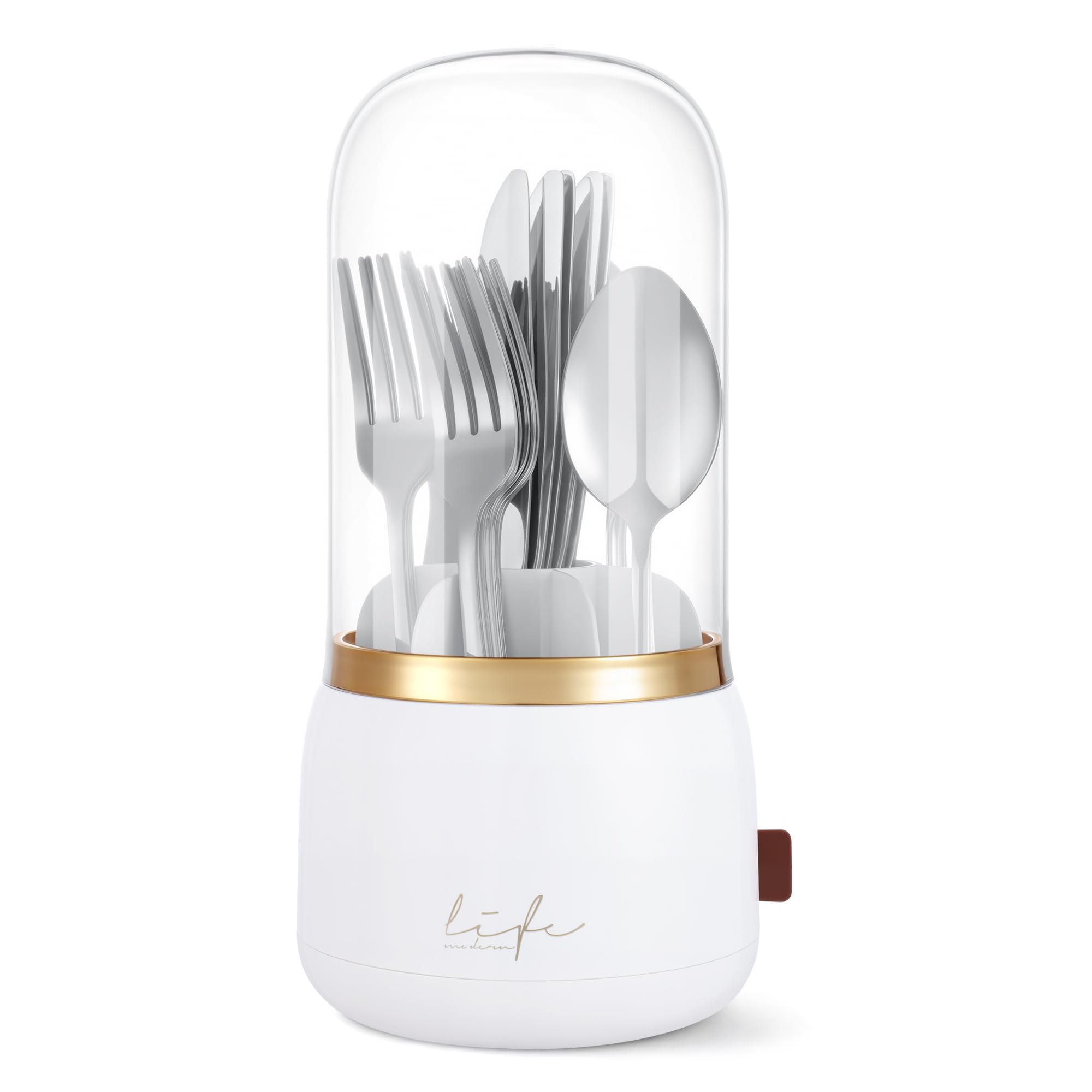 EXIN DECHEN 360 Rotation Silverware Organizer for Kitchen Counter Utensil Holder Caddy Silverware Caddy Holder for Party Spoon