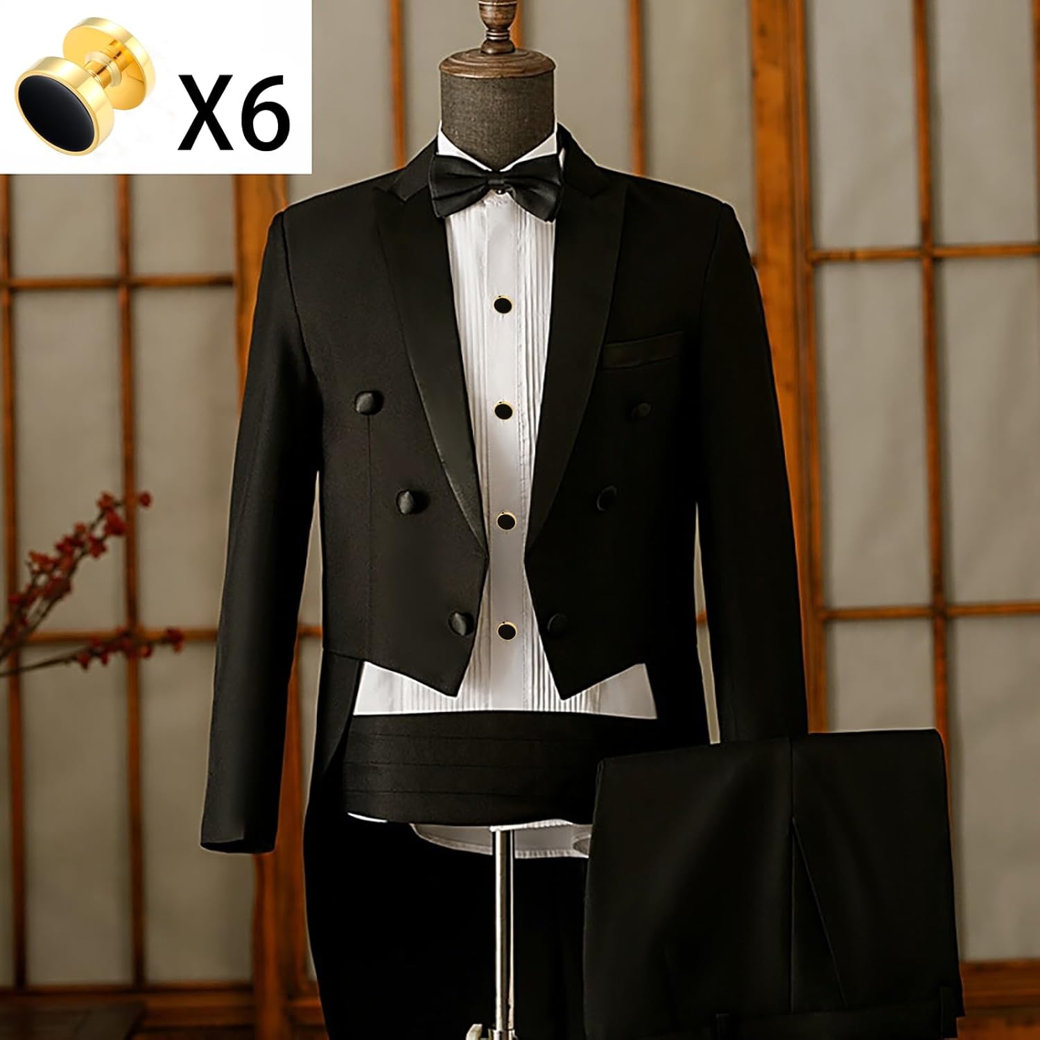 Cufflinks for Men and Tuxedo Shirt Studs Set with Gift Box Stainless Steel Cuff links - Image 4