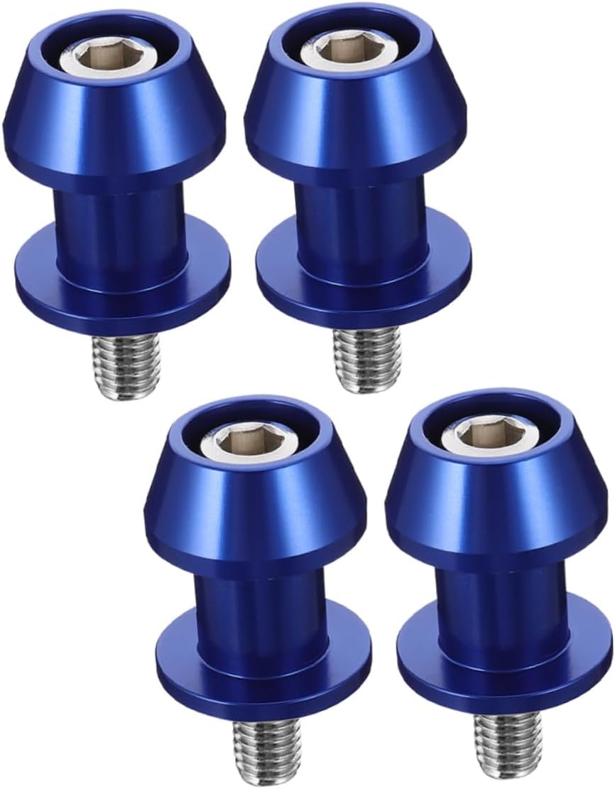 SOLUSTRE 4pcs Motorcycle Swingarm Screw Stand Bolts 8mm Cnc Blue Motorbike Swing Arm Spools Sliders for Rear Swingarm Protection Compatible with Sport Bikes