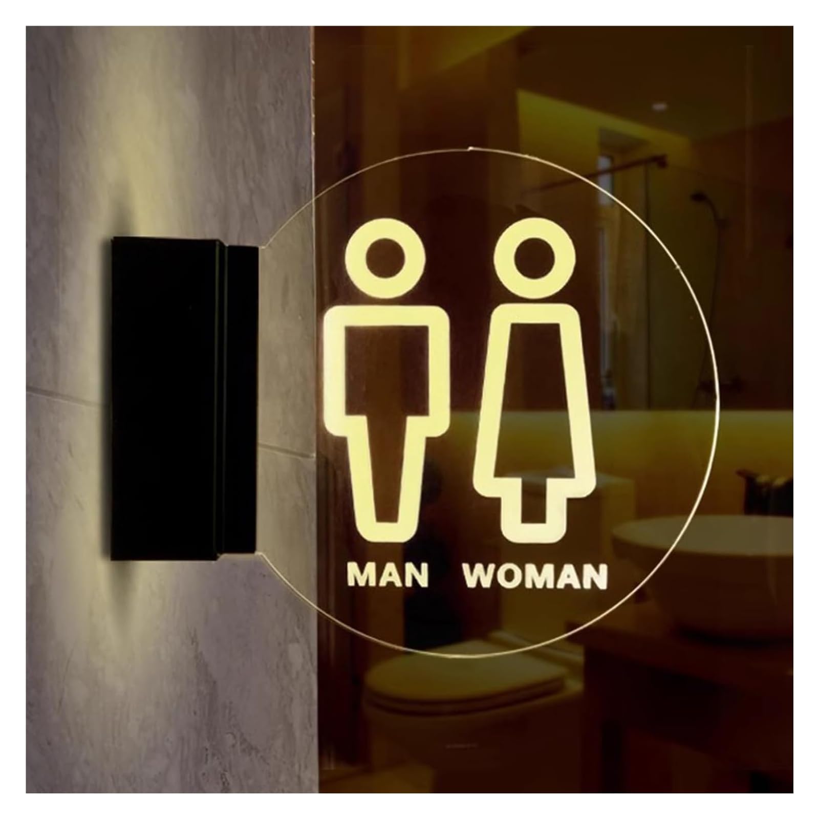 Carteles para aseos, Letrero iluminado for baño redondo for hombre y mujer de 8 pulgadas, decoración acrílica for