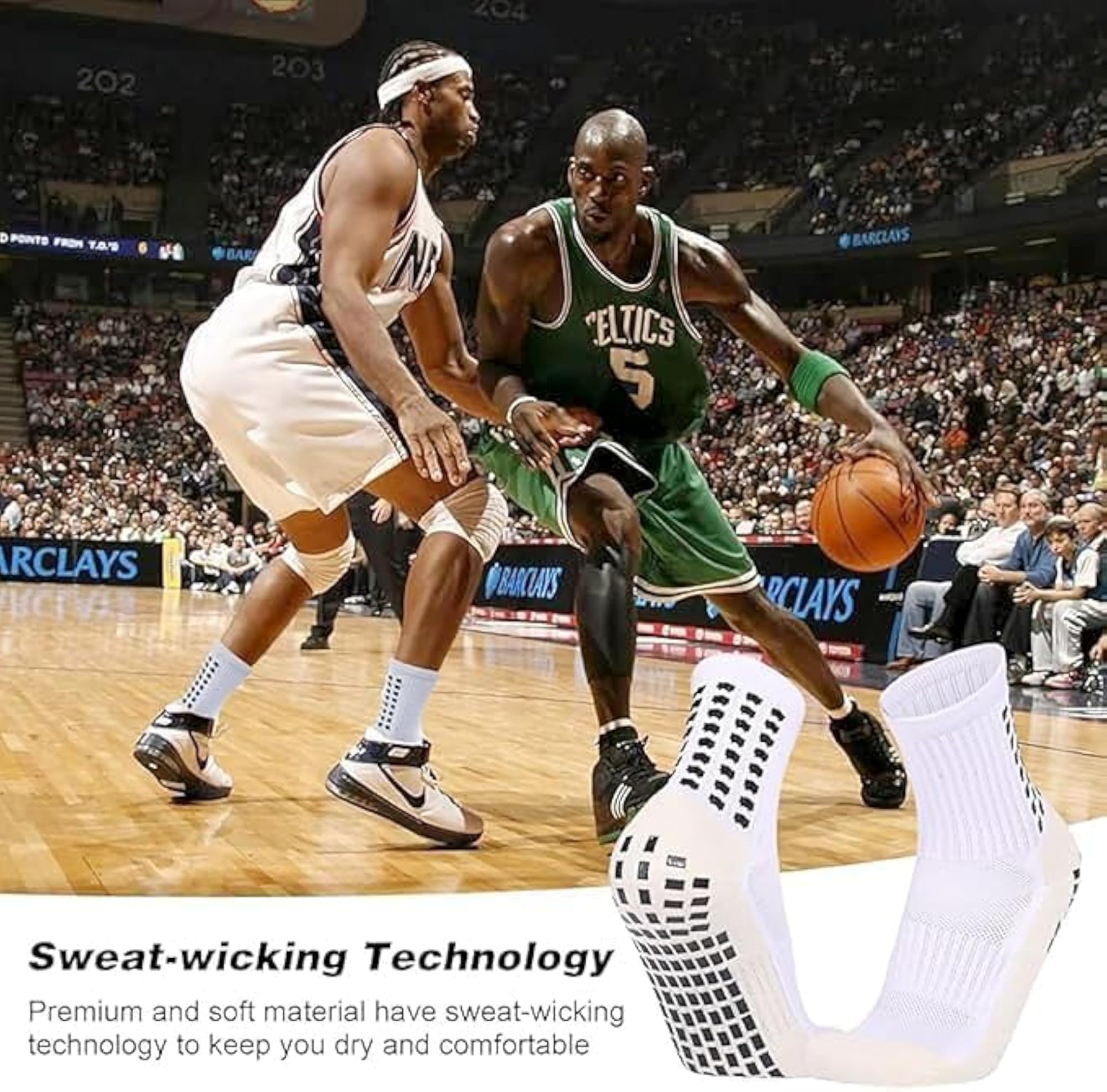 Hi-Tech Performance Athletic Grip Socks, Crew Length