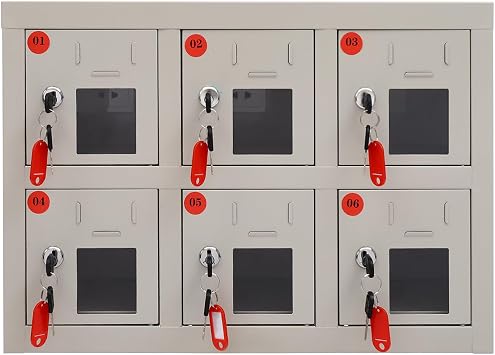 6 Door Locking Cell Phone Storage Cabinet,Cell Phone Locker Charging Station with Charging Station,Secure Mobile Phone Locker for Schools, Offices, Gyms