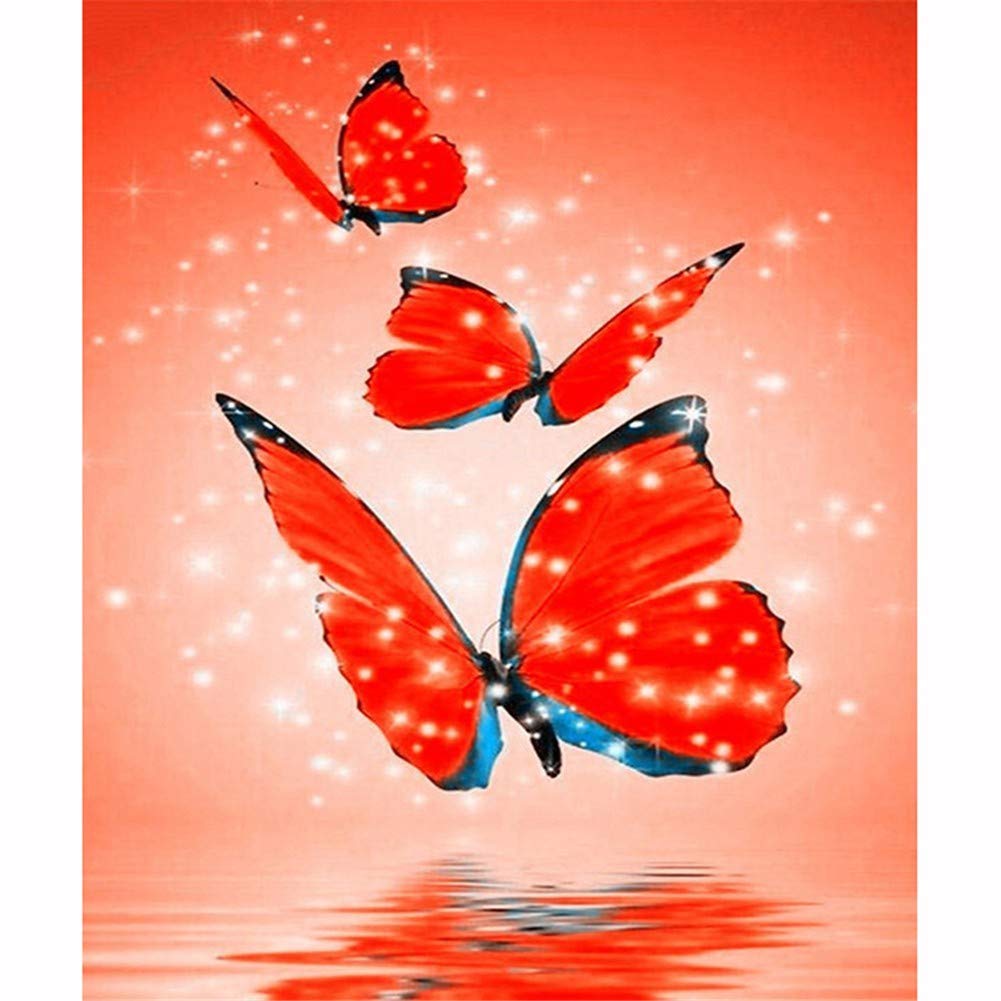 Broderie Diamant Papillon Rouge 5D pour Sublimer la Décoration de Votre Salon
