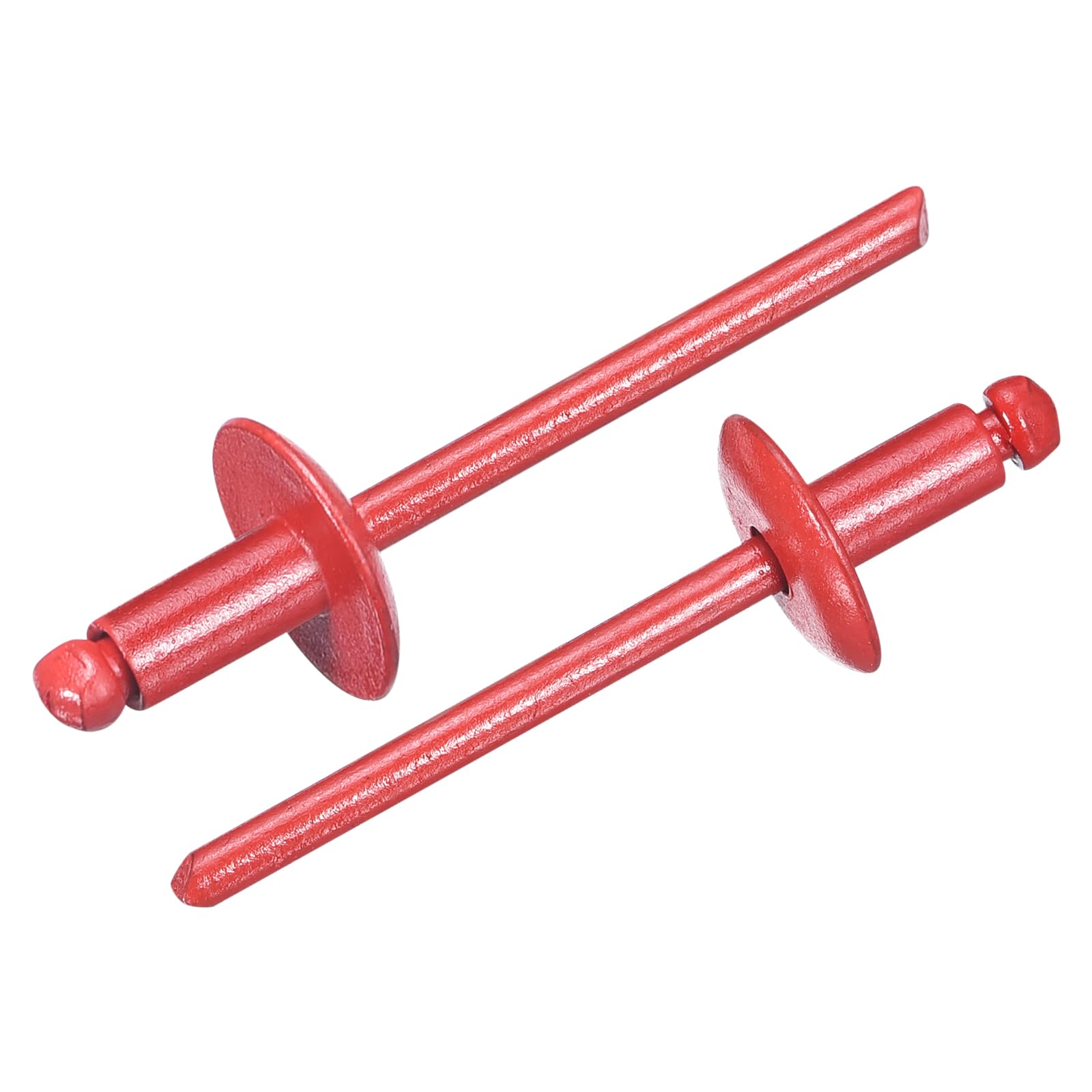 uxcell 50Pcs 5/32"x5/16" Large Flange Head Blind Rivets, Zinc-Plated Carbon Steel Grip and Mandrel Cap Blind Rivets, Red