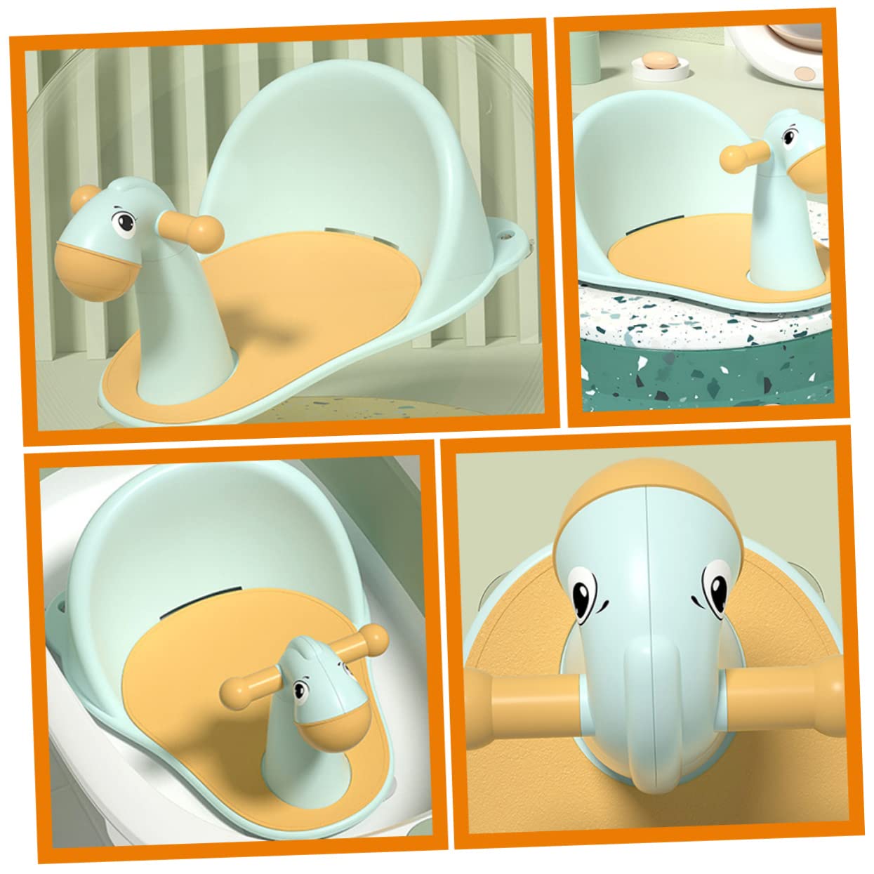 Asiento de Baño para Niña con Ventosas Antideslizantes Silla de Ducha Ligera para Recién Nacidos Apoyabrazos Extraíbles y Diseño Color Azul para Bañeras