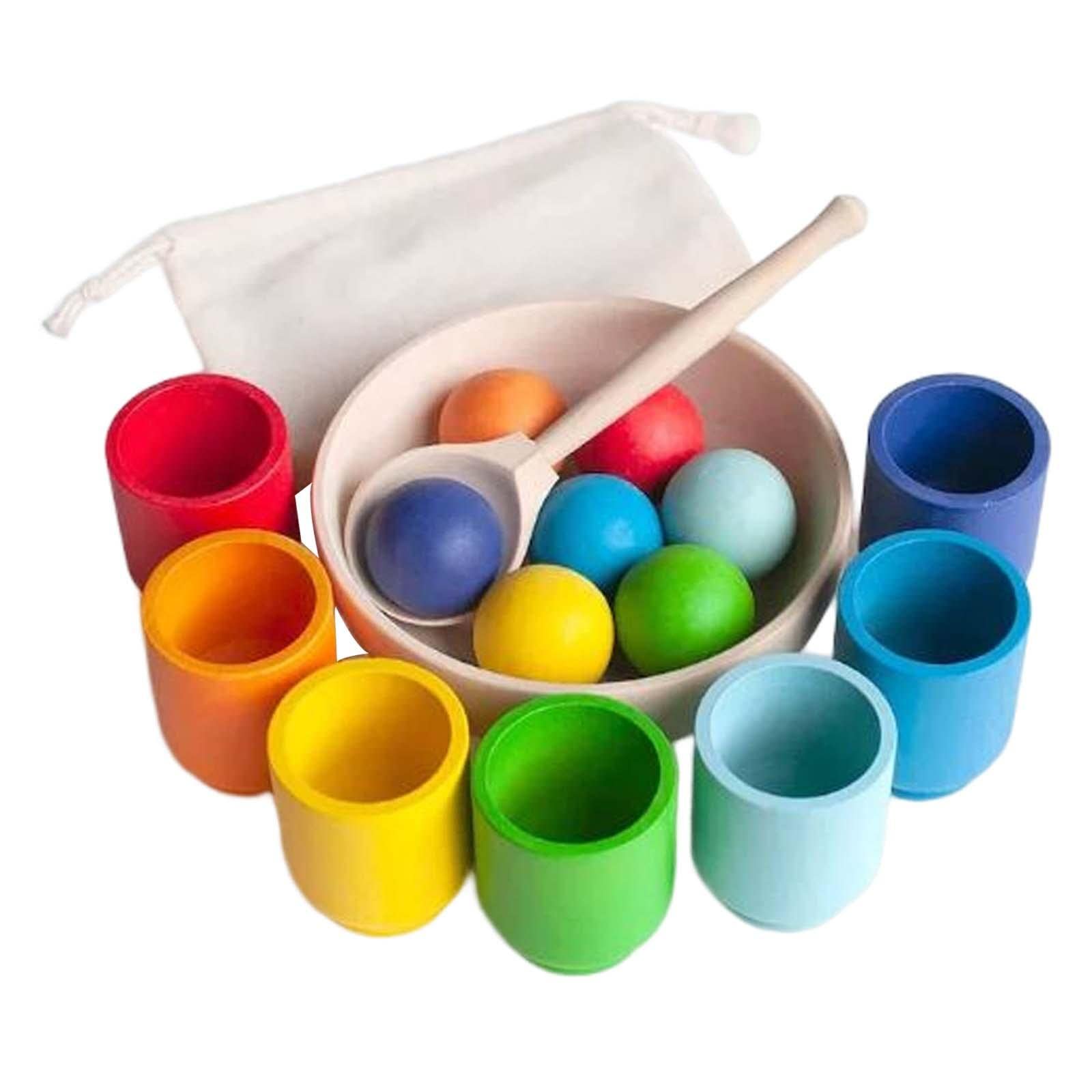 Palline in Bicchieri per Bambini Piccoli, Classificazione dei Colori, Giocattoli Sensoriali per La Scuola, Giocattoli per La, 7 Colori