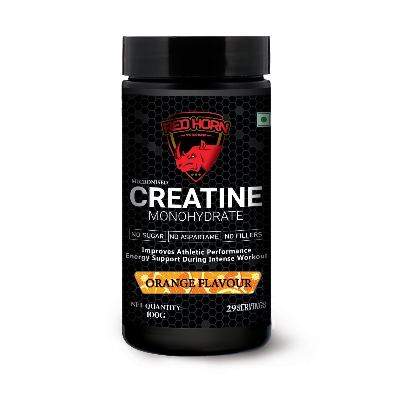 Red Horn Micronised Creatine Powder Monohydrate |100g, 29 servings, 3g creatine (Orange) |Fast Absorbing Muscle Endurance & Recovery |Supports Athletic Performance & Power-image-15