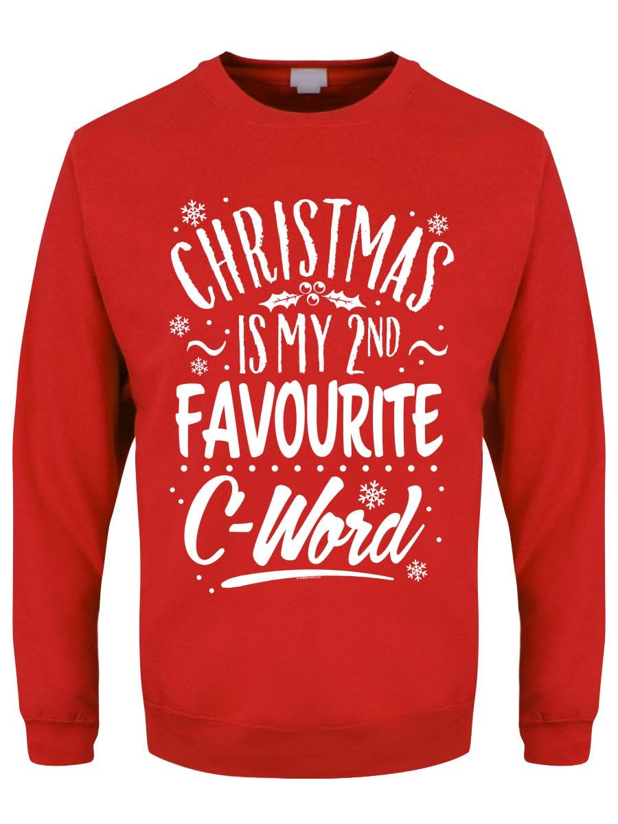 Grindstore Unisex Red Christmas Is My 2Nd Favourite C-Word Men's Christmas Jumper