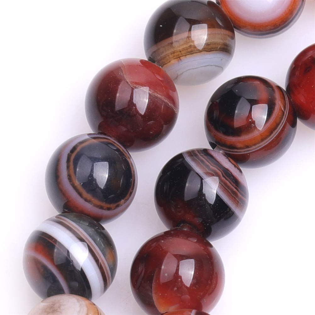 GEM-INSIDE CREATE YOUR OWN FASHION Natural Brown Onyx Agate Gemstone Semi Precious Round 8mm Loose Beads for Jewellery Making DIY Bracelet Necklace Crafts 15'' - Image 4