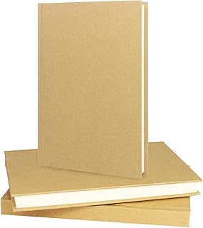 ZMCYN 3 Pack A5 Blank Notebook Kraft Sturdy Notebook Bulk, 5.5"x 8.2" Hardcover Sketchbook, 120 Sheets/240 pages 100gsm Paper, Hardback Drawing Notebooks for Travelers, Students, Office