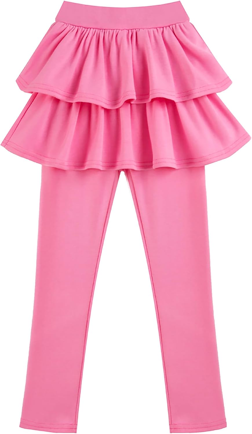 Girls School Uniform Pants Leggings with Skirts Stretch Warm Jegging 4-12 Years Sakura Pink Grey 2-Pack 4-5 Years