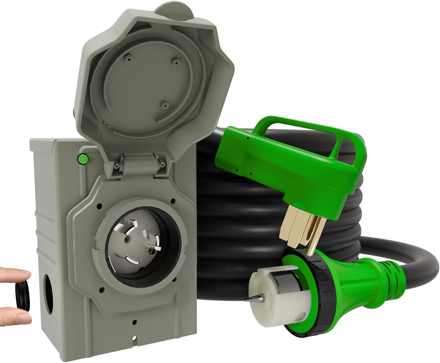 50A generator cord with pre-drilled inlet box, 15 ft