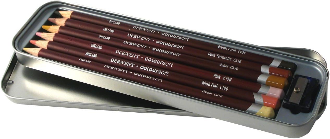 Derwent Colorsoft Skintone Pencils, 4mm Core, Metal Tin, 6 Count, 2 Sets…