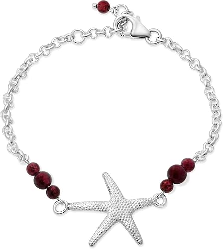 Miniatura 9 de Black Pearl Bracelet for Women with Sea Star in 925 Sterling Silver - June Birthstone,Handmade Birthstone Bracelet for Women, Black Pearl Beads -