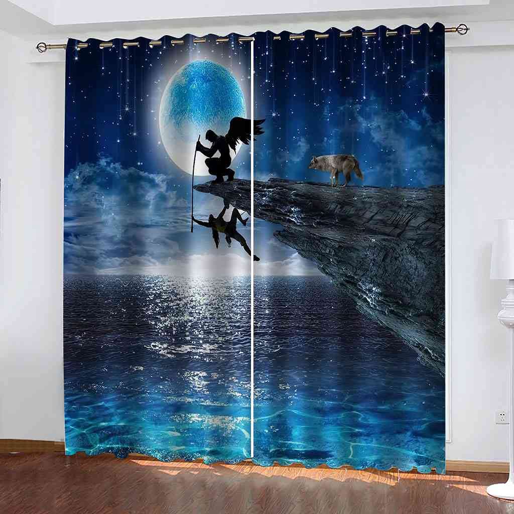 Rideaux occultants 3D météores isolant thermique et phonique pour chambre 264x242 cm