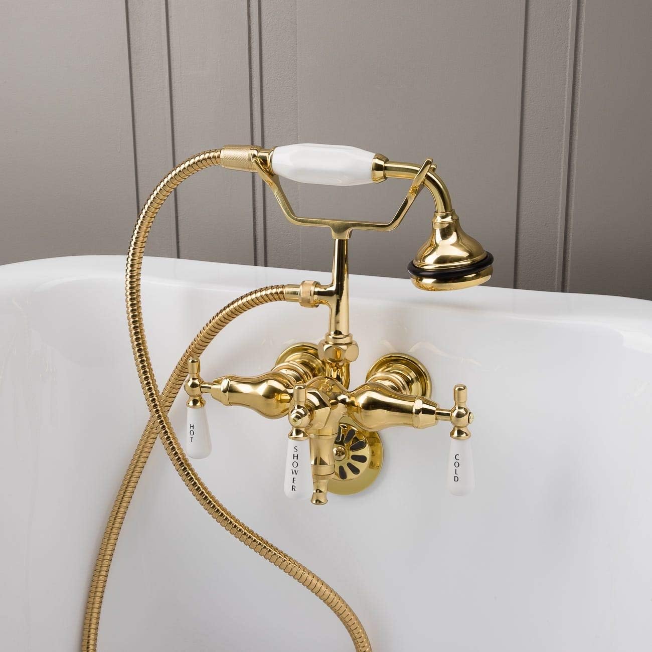 Vintage Tub & Bath Clawfoot Tub Faucet - Wall Mount Downspout Faucet with Handshower
