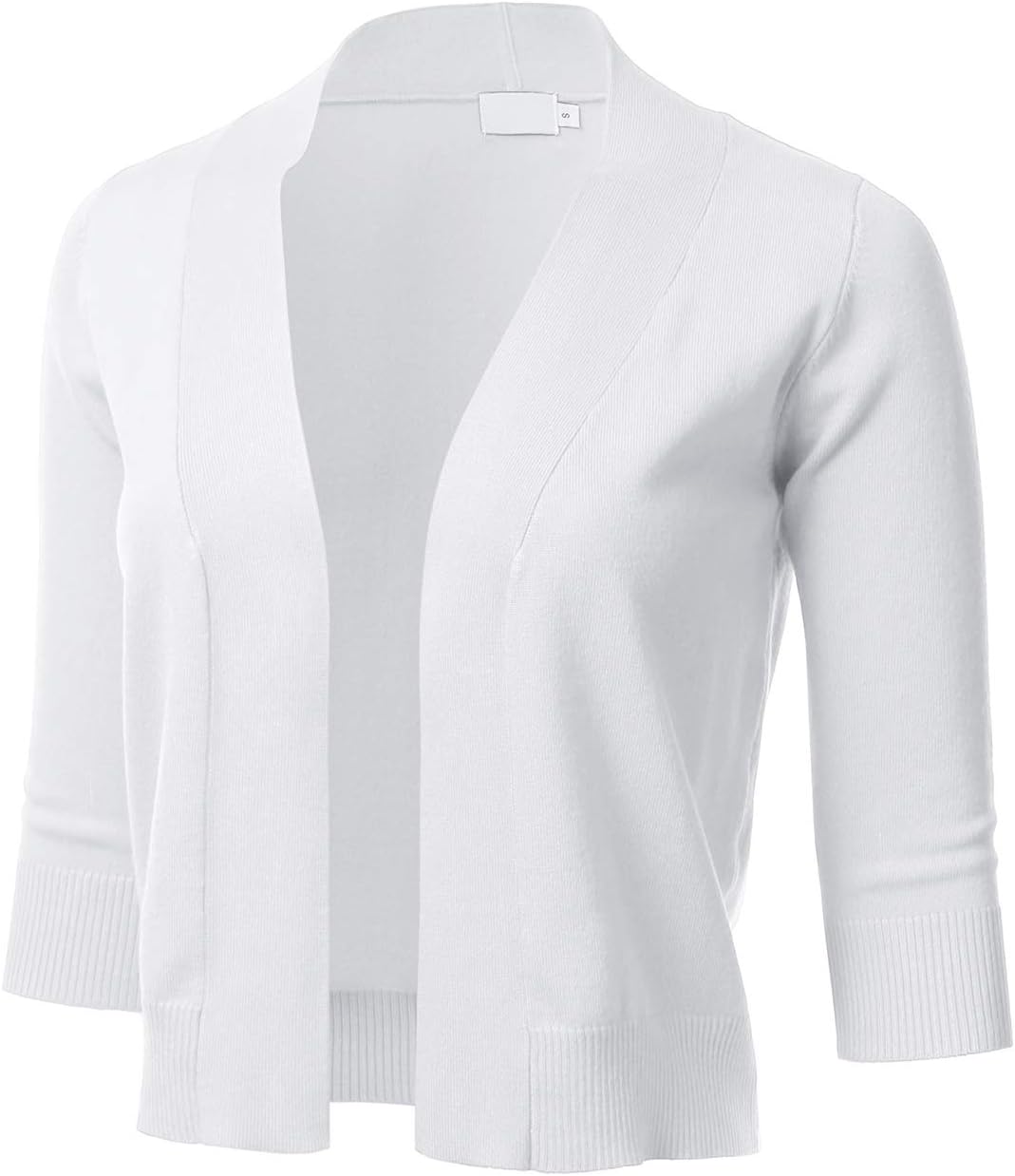 Women's Classic 3/4 Sleeve Open Front Cropped Cardigan (S-3XL)