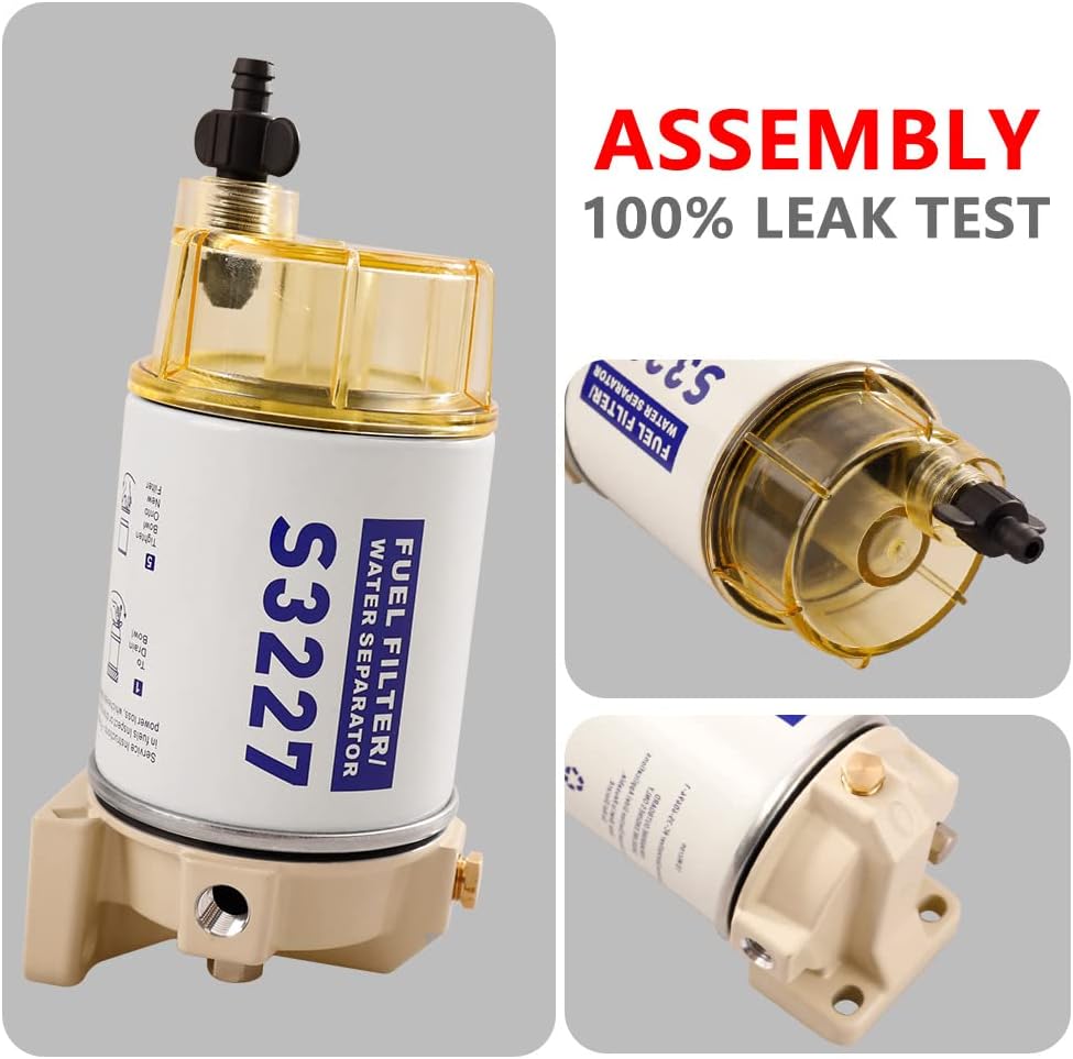 S3227 9-37882 18-7922 Fuel Filter Marine Fuel Water Separator Assembly Replacement for Marine Outboard Motor Mercury Replaces# S3227 18-7948 9-37882 320R 490R-RAC-01 18-7922, 18-7922-1