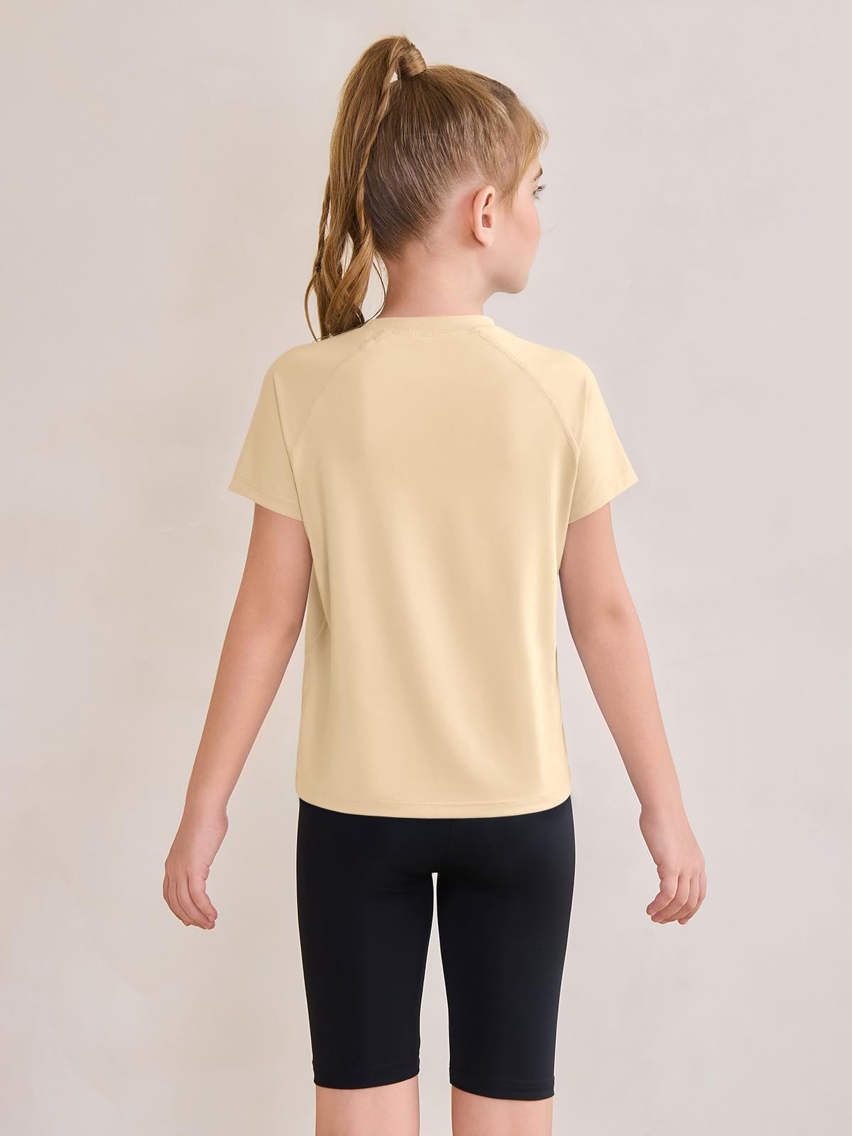 Haloumoning Camisetas deportivas manga corta secado rápido niñas 5-14 años