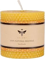 DEYBBY 3x3 Inch Handmade Pure Beeswax Pillar Candle - Natural Rolled Smokeless Dripless for Home Decor & Gifts