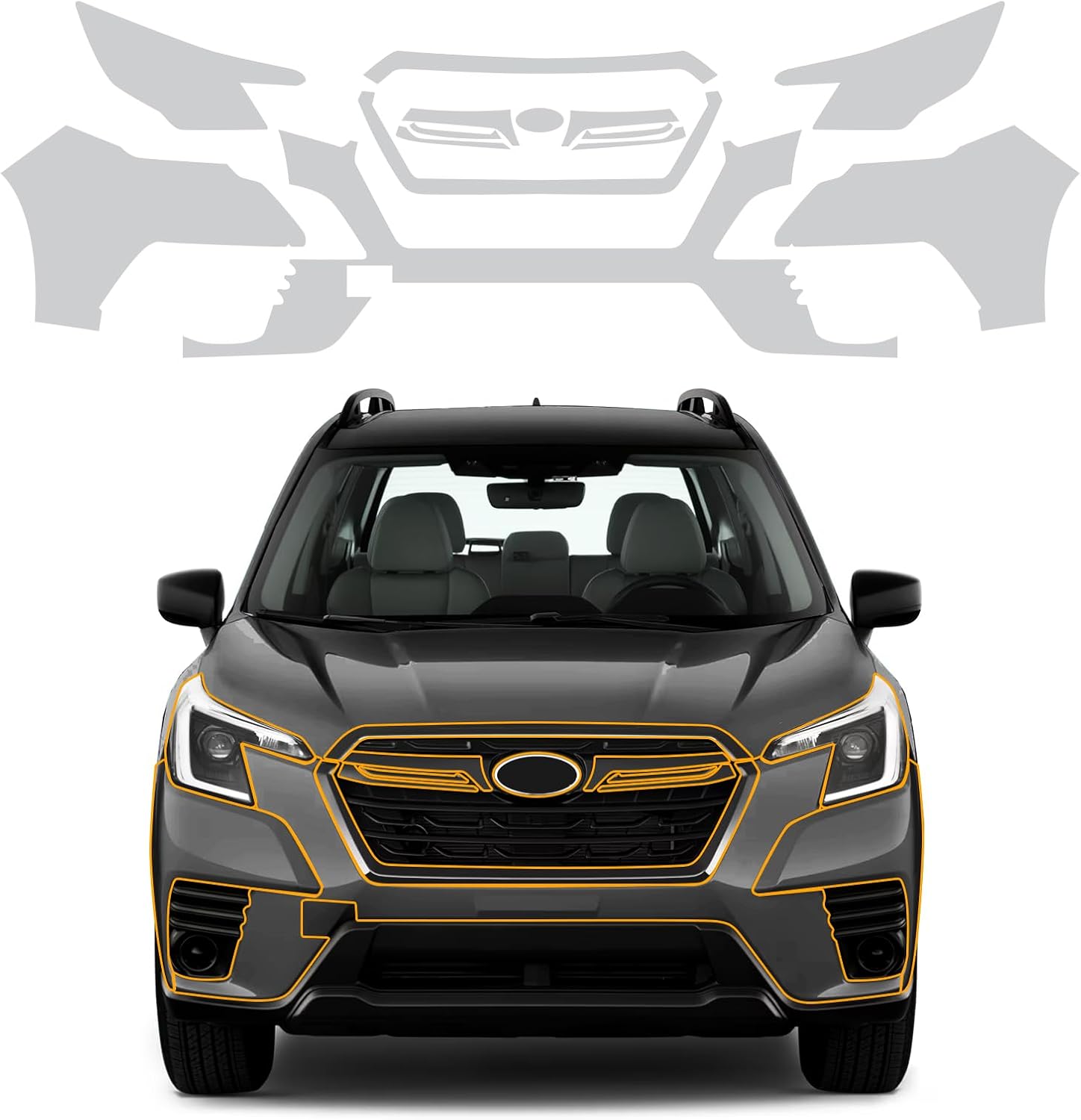 for 2022-2024 Subaru Forester 8.5mil TPU PPF Clear Car Precut Paint Protective Film HD Scratch Exterior Accessories (Front Bars + Headlights 10Pcs)