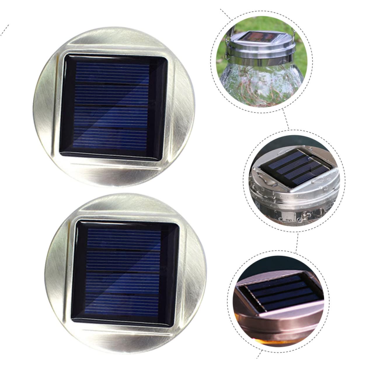 DOITOOL 2 Stück Solar Deckellampe aus Edelstahl mit Warmweißem LED Licht Solarbetrieben und Leicht für Selbstgemacht Bastelarbeiten und Gartenlaternen