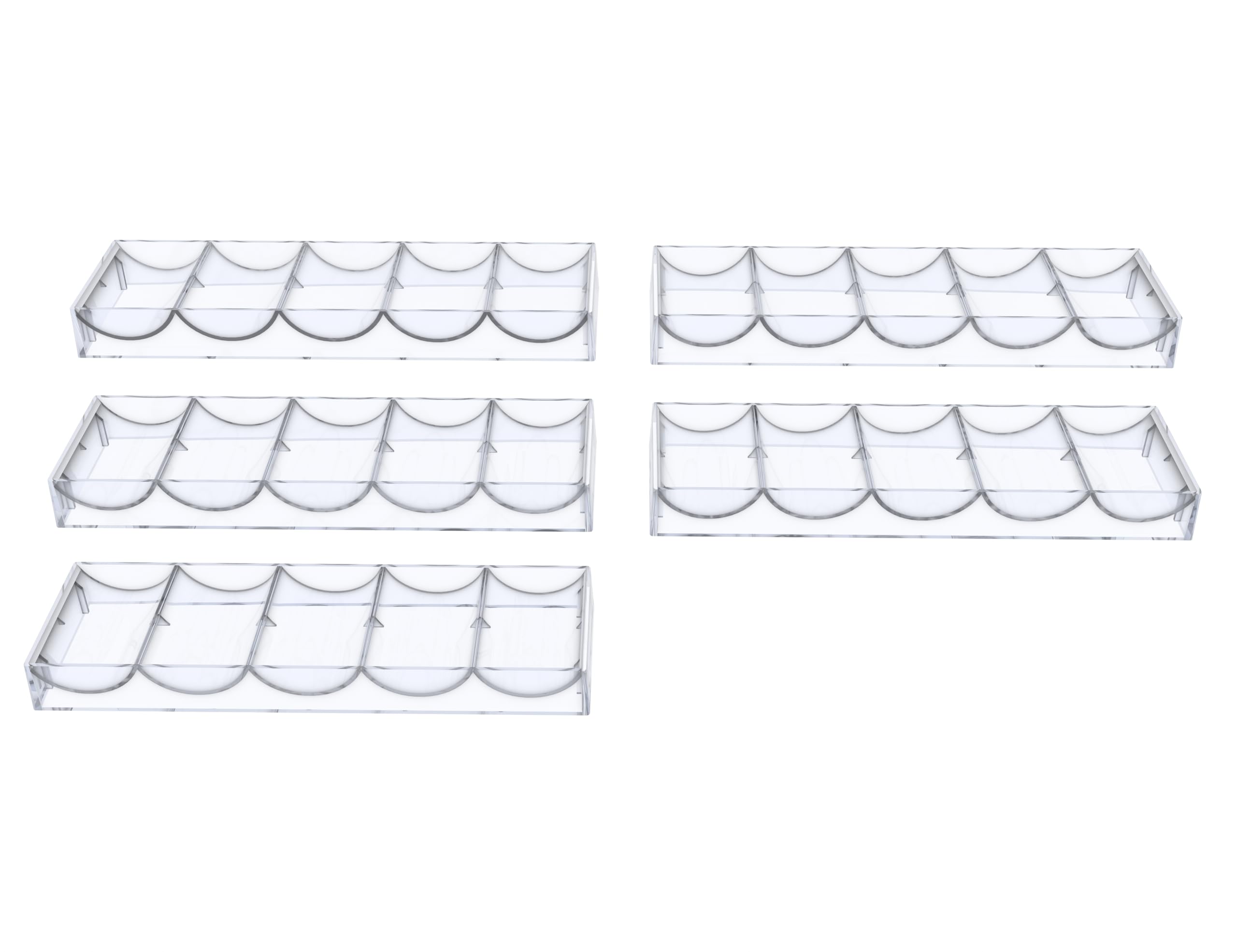 Gatherchuan Acrylic Poker Chip Tray Rack Without Lid for 100 Standard Casino Chips,Tray Rack Chip Storage Display Case for Texas Hold'em, Blackjack,Gambling, Poker Clubs,Clear