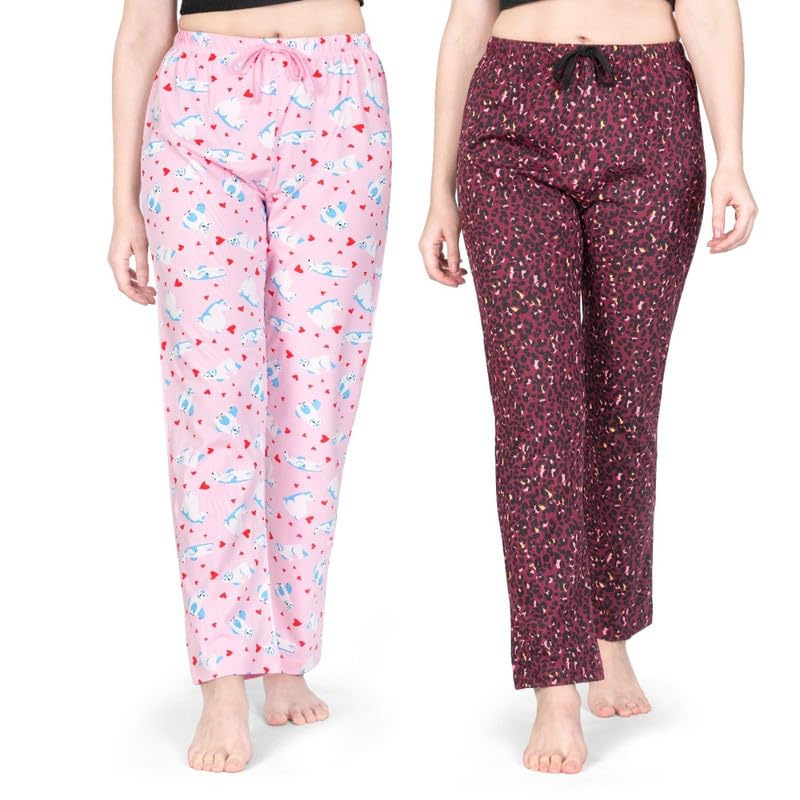 Image of Real Basics Womens Cotton All Over Print Pyjamas (Set of 2)