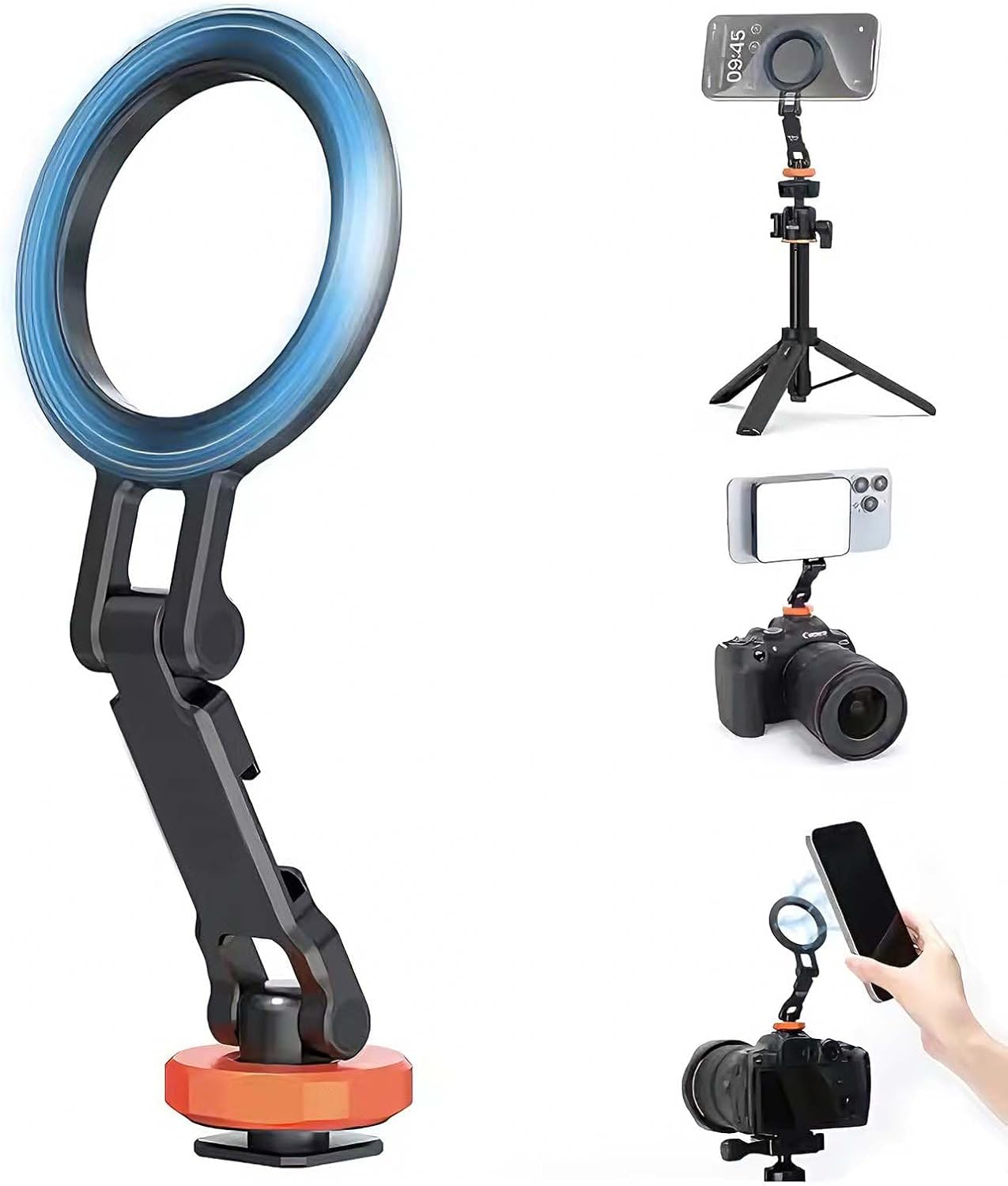 Magnetic Foldable Phone Holder,Cold Shoe Mount Phone Stand Compatible with iPhone 17 16 15 14,DSLR Camera Mic Light Monitor Live Streaming Photography Accessories