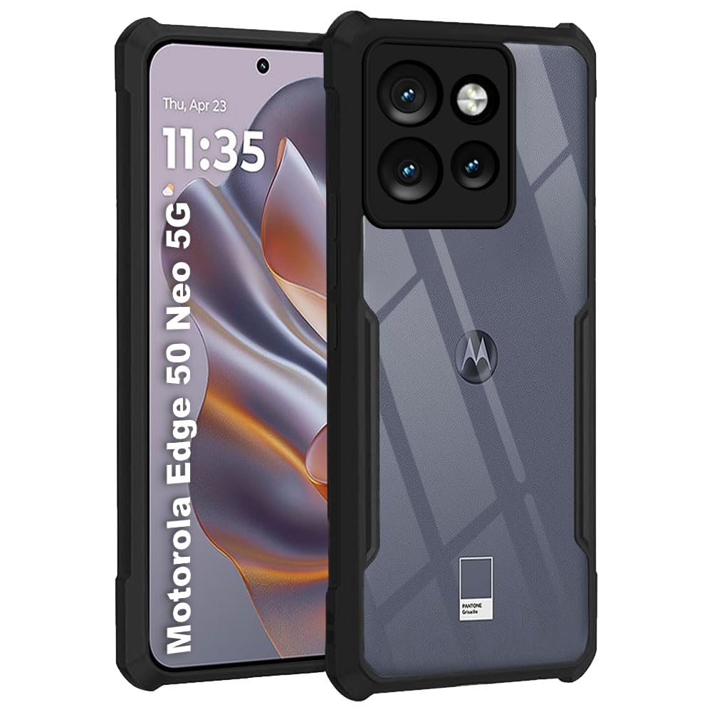 TheGiftKart Shockproof Crystal Clear Back Cover Case for Motorola Moto Edge 50 Neo 5G | 360 Degree Protection | Protective Design | Transparent Back Cover for Moto Edge 50 Neo (PC & TPU, Black Bumper) (B0DGQSMPF5) Amazon Price History, Amazon Price Tracker