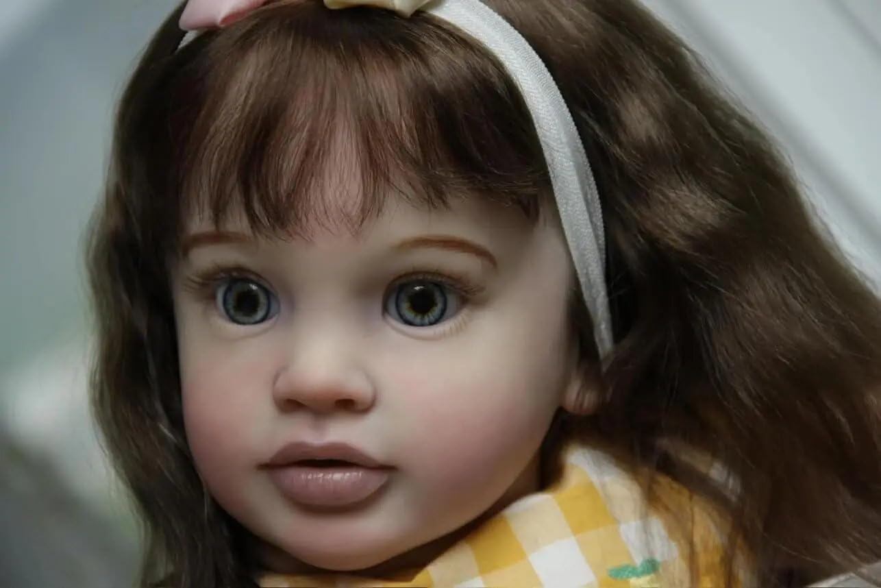 Big Reborn Toddler Dolls 26 inch Reborn Doll Realistic Girl That Look Real Life Baby Dolls Soft Cloth Body Weighted Doll Rooted Brown Hair Cute Children Birthday Gifts
