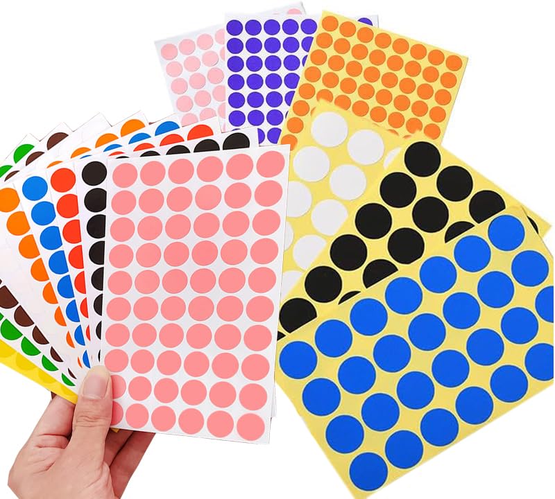 VELEGO 4000 Pcs in 60 Sheets 3 Sizes Round Dot Stickers Colored Circle Stickers 10 Assorted Color Coding Label 10mm/15mm/20mm diameter Stickers for Inventory Organize, File Classification
